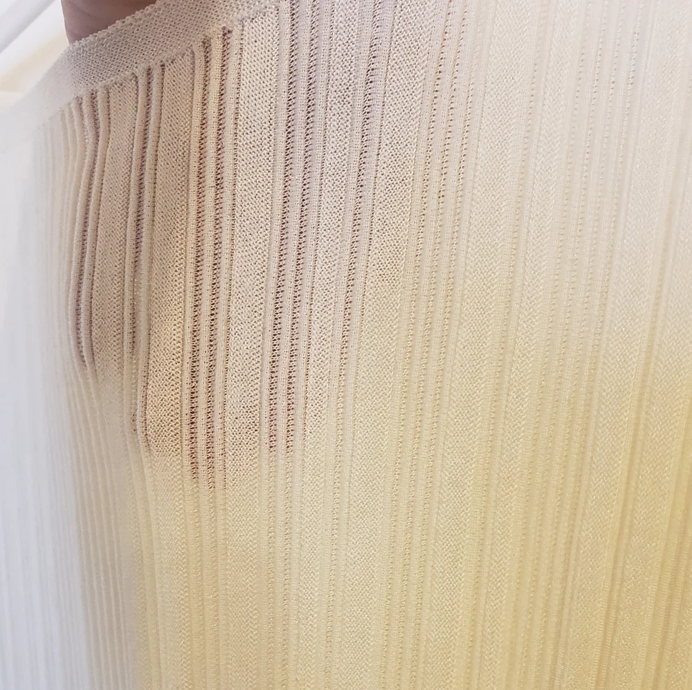 Lafayette 148 Dolman Ribbed Semi Sheer Cream Plisse Sweater Size S - Picture 8 of 12